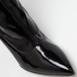 Moschino Black Leather Patent Over The Kee Length Wedge Boots Size 40