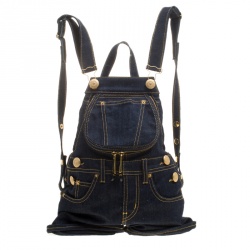 Pre Owned Moschino Blue Denim Overall Backpack