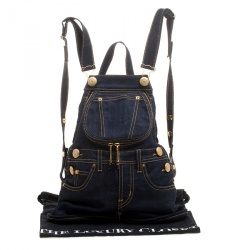 Pre Owned Moschino Blue Denim Overall Backpack
