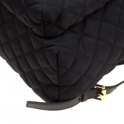 Pre Owned Moschino Black Quilted Nylon Large Logo Backpack