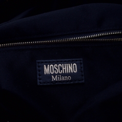 Pre Owned Moschino Black Quilted Nylon Large Logo Backpack