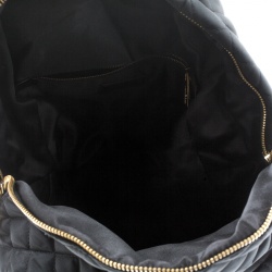 Pre Owned Moschino Black Quilted Nylon Large Logo Backpack