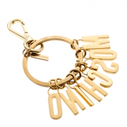 Pre Owned Moschino Gold Tone Logo Bag Charm