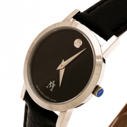 Pre Owned Movado Black Stainless Steel Museum 84 A1 1837 Women's Wristwatch 24 mm