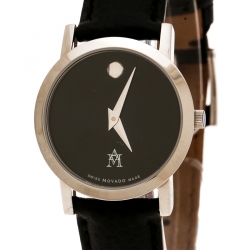 Pre Owned Movado Black Stainless Steel Museum 84 A1 1837 Women's Wristwatch 24 mm