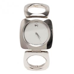 Pre Owned Movado White Stainless Steel Bracelet Women's Wristwatch 35MM