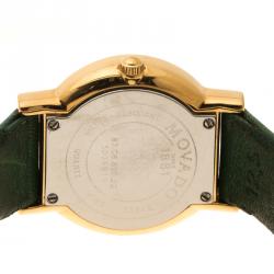 Pre Owned Movado Green Gold Plated Stainless Steel Museum Women's Wristwatch 24 mm