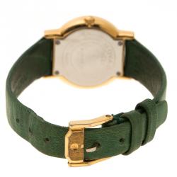 Pre Owned Movado Green Gold Plated Stainless Steel Museum Women's Wristwatch 24 mm