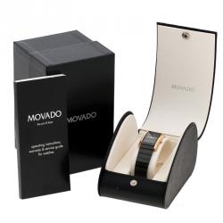 Pre Owned Movado Black Gold Plated Stainless Steel La Nouvelle Women's Wristwatch 22 mm