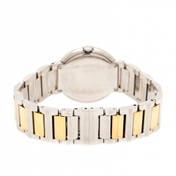 Pre Owned Movado White Mother of Pearl Two-Tone Stainless Steel Diamond Concerto 23.3.14.1117S Women's Wristwatch 30 mm  