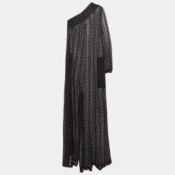 Muche Et muchette Black Stretchy Lace One Shoulder Valentino Jumpsuit One Size 
