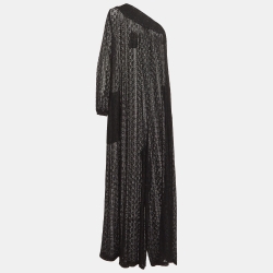 Muche Et muchette Black Stretchy Lace One Shoulder Valentino Jumpsuit One Size 