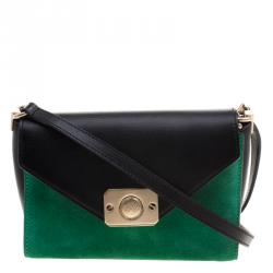 Pre Owned Mulberry Tricolor Suede and Leather Delphie Duo Flap Shoulder Bag