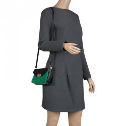 Pre Owned Mulberry Tricolor Suede and Leather Delphie Duo Flap Shoulder Bag