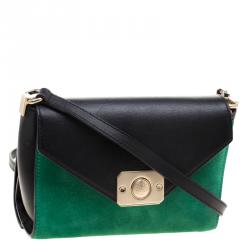 Pre Owned Mulberry Tricolor Suede and Leather Delphie Duo Flap Shoulder Bag