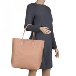 Pre Owned Mulberry Beige Woven Embossed Leather Blossom Shopper Tote