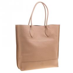 Pre Owned Mulberry Beige Woven Embossed Leather Blossom Shopper Tote