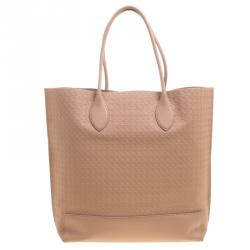 Pre Owned Mulberry Beige Woven Embossed Leather Blossom Shopper Tote