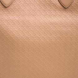 Pre Owned Mulberry Beige Woven Embossed Leather Blossom Shopper Tote