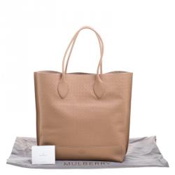 Pre Owned Mulberry Beige Woven Embossed Leather Blossom Shopper Tote