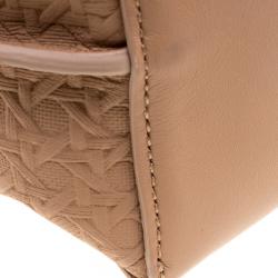 Pre Owned Mulberry Beige Woven Embossed Leather Blossom Shopper Tote