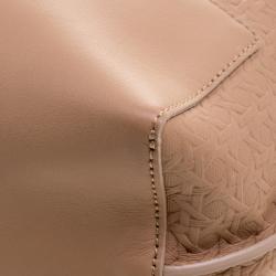 Pre Owned Mulberry Beige Woven Embossed Leather Blossom Shopper Tote