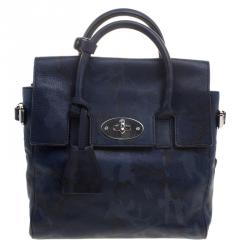 Pre Owned Mulberry Midnight Blue Camo Printed Leather Mini Cara Delevingne Backpack Tote
