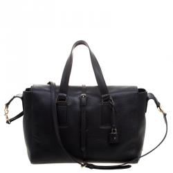 Mulberry Black Leather Medium Roxette Satchel