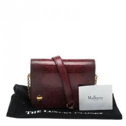Pre Owned Mulberry Red Lizard Clifton Crossbody Bag