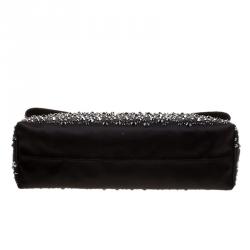 Mulberry Black Satin Embellished Clemmie Foldover Clutch