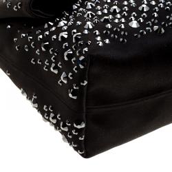 Mulberry Black Satin Embellished Clemmie Foldover Clutch