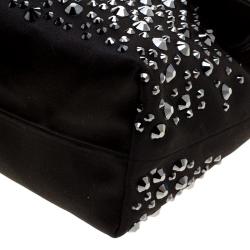 Mulberry Black Satin Embellished Clemmie Foldover Clutch