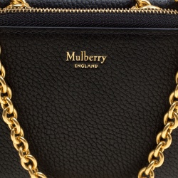 Mulberry Black Leather Clifton Wallet On Chain