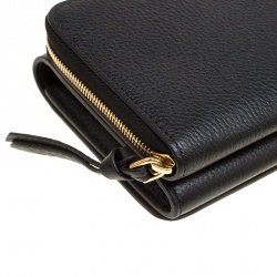 Mulberry Black Leather Clifton Wallet On Chain