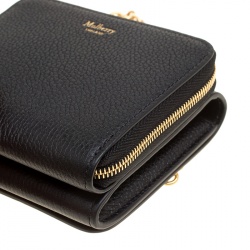 Mulberry Black Leather Clifton Wallet On Chain