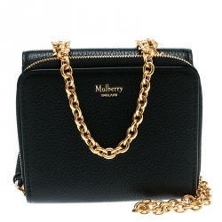 Mulberry Black Leather Chain Purse