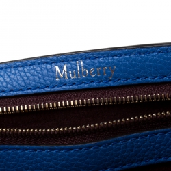 Mulberry Blue Grain Leather Small Bayswater Top Handle Bag
