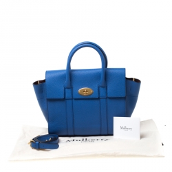 Mulberry Blue Grain Leather Small Bayswater Top Handle Bag