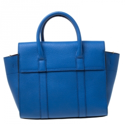 Mulberry Blue Grain Leather Small Bayswater Top Handle Bag