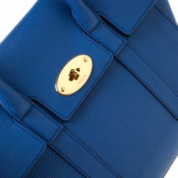 Mulberry Blue Grain Leather Small Bayswater Top Handle Bag