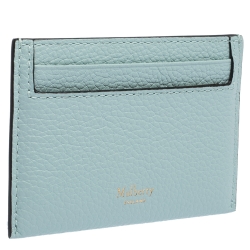 Pre Owned Mulberry Powder Blue Grained Leather Card holder