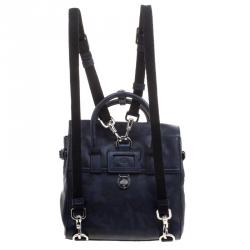 Pre Owned Mulberry Dark Blue Camo Leather Mini Cara Delevingne Backpack