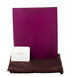 Pre Owned Mulberry Purple Croc Embossed Leather iPad Sleeve Case