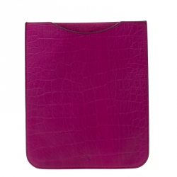 Pre Owned Mulberry Purple Croc Embossed Leather iPad Sleeve Case