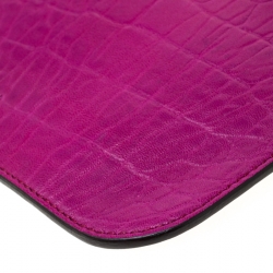 Pre Owned Mulberry Purple Croc Embossed Leather iPad Sleeve Case