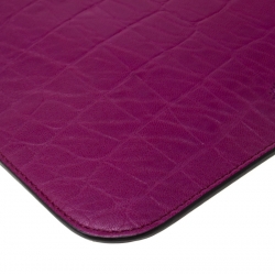 Pre Owned Mulberry Purple Croc Embossed Leather iPad Sleeve Case