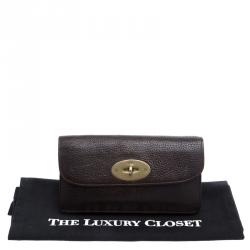 Pre Owned Mulberry Dark Brown Leather Long Locked Clutch