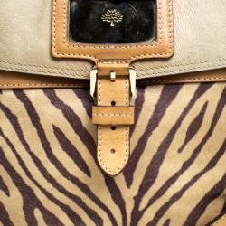 Mulberry Beige Zebra Printed Leather Travel Day Satchel