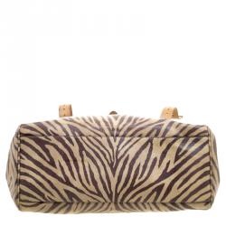 Mulberry Beige Zebra Printed Leather Travel Day Satchel