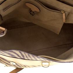 Mulberry Beige Zebra Printed Leather Travel Day Satchel